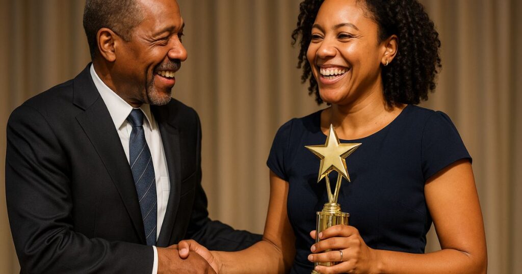 Congratulating in Winning the Award
