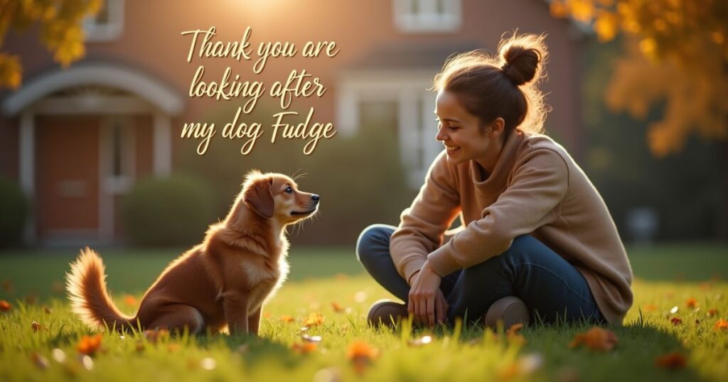 Thank you for looking after my dog Fudge
